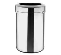 Bolero Waste Bin D Shape Open Lid Brushed Steel Space Saving Trash Container 86L