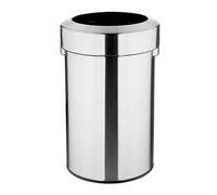 Bolero Waste Bin Open Top Brushed Steel Large Capacity Kitchen Trash Can - 70L