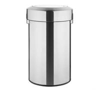 Bolero Waste Bin Swing Lid Round Brushed Steel Anti Fingerprint Trash Can - 70L