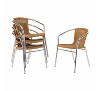 Bolero Wicker Chairs with Aluminium Frame in Beige - 735X530X580mm Pack of 4