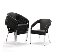 Bolero Wicker Wraparound Bistro Chairs Black for Outdoors 780X550X600mm 4pc