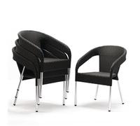 Bolero Wicker Wraparound Bistro Chairs Charcoal (Pack of 4) Pack of 4