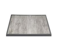 Bolero Wood Grain Effect Outdoor Tempered Glass Table Top Grey Trim 700mm