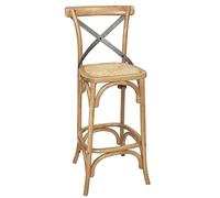 Bolero Wooden Barstool with Backrest Oak Frame Natural Finish 750mm Restaurant