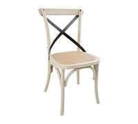 Bolero Wooden Cross Backrest Dining Chair, Earthwash Finish (Pack of 2) | Supplied fully assembled with a rattan seatpad; conforms to BS7176 Crib 5 fire regulations for commercial indoor use.