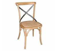 Bolero Natural Bentwood Chairs with Metal Cross Backrest (Pack of 2)