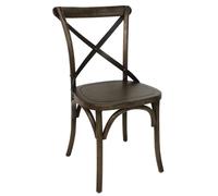 Bolero Wooden Dining Chair with Metal Cross Backrest Walnut Finish (Pack of 2)