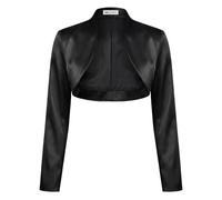 Bolerose Formal Long Sleeve Satin Bolero Jacket, Black, 3XL