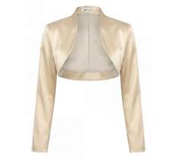 Bolerose Formal Long Sleeve Satin Bolero Jacket, Champagne, XXL