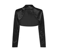 Bolerose Formal Long Sleeve Satin Bolero Shrug (Black, M)