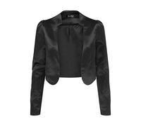 Bolerose Formal Long Sleeve Satin Bolero Shrug Occasion Jacket (Black, XL)