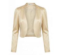 Bolerose Formal Long Sleeve Satin Bolero Shrug Occasion Jacket (Champagne, L)