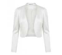Bolerose Formal Long Sleeve Satin Bolero Shrug Occasion Jacket (Ivory, L)