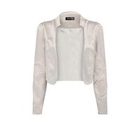 Bolerose Formal Long Sleeve Satin Bolero Shrug Occasion Jacket (Silver, M)