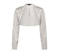 Bolerose Formal Long Sleeve Satin Bolero Shrug (Silver, M)