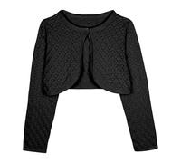 Bolerose Girls Pointelle Knit Bolero | Open Front, Matching Button, Openwork Pattern, Cropped Length, Ribbed Trim, Perfect for Layering, Ages 3-14