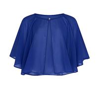 Bolerose Sheer Chiffon Bolero Wedding Wrap Shawl, Royal Blue, One Size