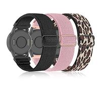 Bolesi 3 Pack 18mm Stretchy Nylon Watch Bands for Garmin Venu 2S / Venu 3S /Vivoactive 4S/ Vivoactive 3S,Soft Sport Band Quick Release Wristband Loop Elastic Strap for Men Women