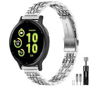 Bolesi Watch Band for Garmin Vivoactive 5/6/Forerunner 165/55/70/170 | 20mm Slim Seven-Link Metal Stainless Steel Adjustable Wristband Bracelet for Garmin Approach S12/Venu Sq 2 Women Men