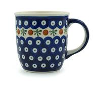Boleslawiec Pottery Mug with round handles, 0.35 L, Original Bunzlauer Keramik, Decor 41