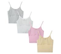 Boletochic 7-12 Years Girls Camisole with Lightly Pads Teen Girl Cami Cotton Tank Tops Training Bras Undershirts 4 Pack