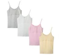 Boletochic 7-12 Years Girls Camisole with Lightly Pads Teen Girl Cami Cotton Tank Tops Training Bras Undershirts 4 Pack