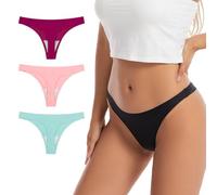 Boletochic Women's Seamless Underwear Thong, No Show Invisible G-Strings Panties Breathable T-Back Stretch Underwear for Women 3 Pack