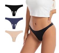 Boletochic Women's Seamless Underwear Thong, No Show Invisible G-Strings Panties Breathable T-Back Stretch Underwear for Women 3 Pack