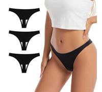 Boletochic Women's Seamless Underwear Thong, No Show Invisible G-Strings Panties Breathable T-Back Stretch Underwear for Women 3 Pack