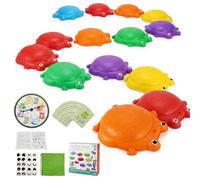 BOLEXA 12 Pcs Frog Stepping Stones for Kids, Balance Obstacle Course Toys with Spinner & 30 Activity Cards, Non-Slip Sensory Play Equipment for Boys Girls, Indoor Outdoor Garden Games, Ages 3-6