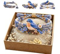BOLEXA 2026 Limited Edition Handmade Honey Bee Woven Bracelett - Choose Joy Adjustable Bangle, Meaningful Nature-Inspired Gift For Women Friends(Blue bird)