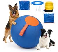 BOLEXA Giant Dog Ball Kit with Foot Pump, Durable Inflatable Herding Ball for Large Medium Small Dogs, Weatherproof Outdoor Indoor Water Toy, Anti-Burst Push & Chase Play Set(25cm(9.8in))