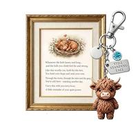 BOLEXA Highland Cow Keychain with Motivational Still Standing Tall Tag - Cute Scottish Cow Keyring - Durable Resin Animal Pendant for Keys & Backpacks - 5 Colours - Gift for Loved Ones(Sea Blue,A)