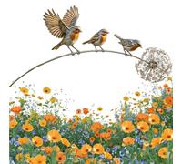 BOLEXA Rustic Metal Robin Garden Stake, Weatherproof Bird Yard Art Sculpture With Dandelion Accent, Decorative Lawn Patio Ornament, Memorial Gift For Remembrance & Garden Lovers(Hummingbird)