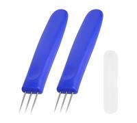 BOLEXINO 2 Pack 3-Prong Sausage Pricker Tools, 5.5 Inch Stainless Steel Meat Needle for Sausage Making, with Non-Slip Handle & Storage Case for Sausage Making