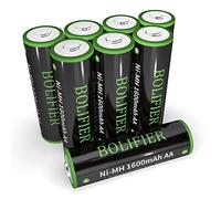 BOLIFIER 8-Pack Rechargeable AA Solar Batteries Pre-Charged, NiMH 1.2V 1600mAh High Capacity Double A Rechargeable Batteries for Solar Lights and Household Devices, Recharge up to 1200 Cycles