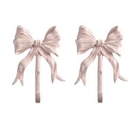 Bolifish Large Pink Bow Wall Hooks Set of 2, Shabby Chic Vintage Coat Hooks, Decorative Wall Hooks for Bag, Towel and Hat