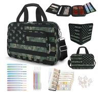 bolimoss American Flag Camo Bible Cover for Men, Large Bible Cover Case with Handle Strap, Bible Bag with Zipper Pockets, Bible Carrying Case with Pens Highlighters Cross Clip for Christian Gifts