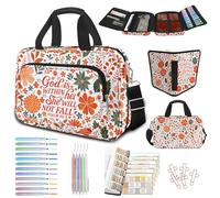 bolimoss Autumn Floral Bible Cover with Handle Strap, Bible Cover Case with Zipper Pockets for Church, Large Boho Bible Bag Carrying Case with Pens Highlighters Cross Clips Tabs for Women Christian