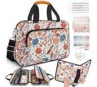 bolimoss Autumn Flower Bible Cover Case for Women, Large Bible Case with Strap Handle, Bible Bag Carrying Case with Zipper Pockets, Bible Cover Bag with Pens Highlighters Cross Clip for Christian Gift