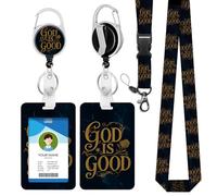 bolimoss Bible Verse Lanyards with Card Holer with Adjustable Landyard, Plastic Badge Holder with Detachable Lanyard Strap for Keys, ID Card Holder with Retractable Metal Clip for Work Office Teacher