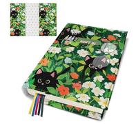 bolimoss Black Cat Book Covers，Adjustable Cute Floral Book Cover Protector with Pocekts，Washable Book Sleeve for Paperbacks with Bookmark,Soft Fabric Book Covers,Gift for Birthday Women Book Lovers