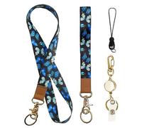 bolimoss Butterfly Lanyard for Keys ID Badge Holder Wallet,Wrist and Neck Lanyards with Retractable Reel Keychain, Cute Long Landary for Women Girl Kids Teacher