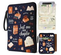Bolimoss Cute Cat Book Sleeve, Waterproof PU Leather Kindle Carrying Case with Zipper Pockets, Book Pouch with Handle for Paperbacks Hardcover Lovers, Gifts for Women Teacher Students