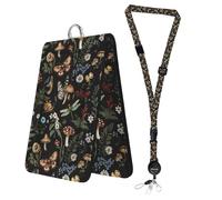 bolimoss Cute Lanyards for ID Badges, Leather Badges Holder with Double Sided Windows, Quick-Release Buckles & Adjustable Retractable Breakaway Neck Lanyards for Nurse Teacher (Boho Forest Mushroom)