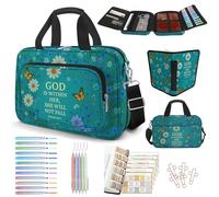 bolimoss Daisy Butterfly Bible Cover with Pens Highlighters Cross Clip Tabs, Bible Cover Case for Women, Bible Carrying Case with Strap Handle, Large Church Bag with Zipper Pockets, Christian Gifts