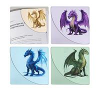 bolimoss Dragon Bookmarks for Kids 4 Pcs, Funny Leather Book Accessories for Book Lovers, Cute Corner Reading Book Page Markers for Boys Men Teacher Student Back to School Gifts