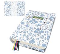 bolimoss Floral Book Cover Protector, Reusable Washable Book Cover with Bookmark,Adjustable Canvans Book Sleeve with Pocket for Large Paperback Novels, Gift for Women Teacher Book Lovers(Blue)