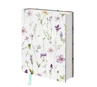 bolimoss Floral Leaf Book Cover Protector, Washable Adjustable Book Sleeves with Bookmark, Reusable Soft Cotton Book Covers for Bible Hardcover Novels, Book Protector for Women Novels Book Lovers