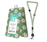 bolimoss Groovy Flower ID Badge Holder with Lanyard Retractable Badge Reel, Cute Adjustable Lanyards for Leather ID Badges, Double Sided Windows，Quick Release Buckle and Safety Breakaway Lanyards